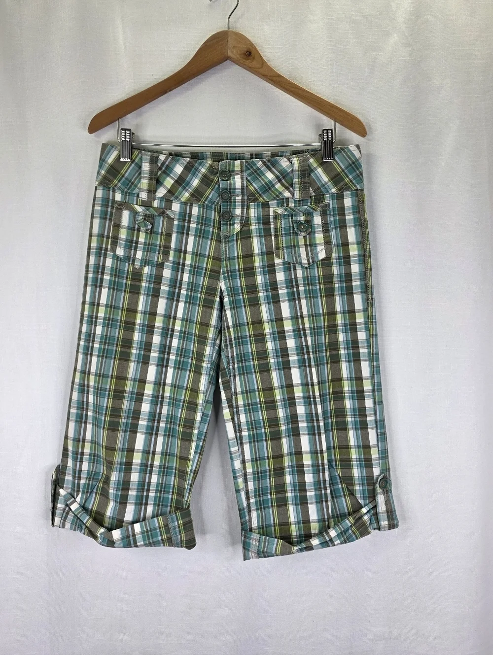 Rewind Y2K 00s Low Rise  Preppy Bermuda Shorts Multicolor Plaid Size 9‎ Juniors